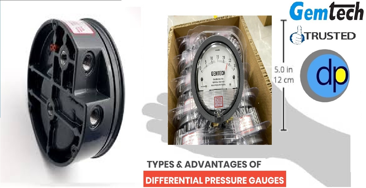 Gemtech S2000 Differential Pressure Gauge - Metal Alloy 112mm Diameter Matte Black | 2% Accuracy Shock Resistant Vibration Proof Dual Pressure Taps Ideal For Medical And Industrial Applications