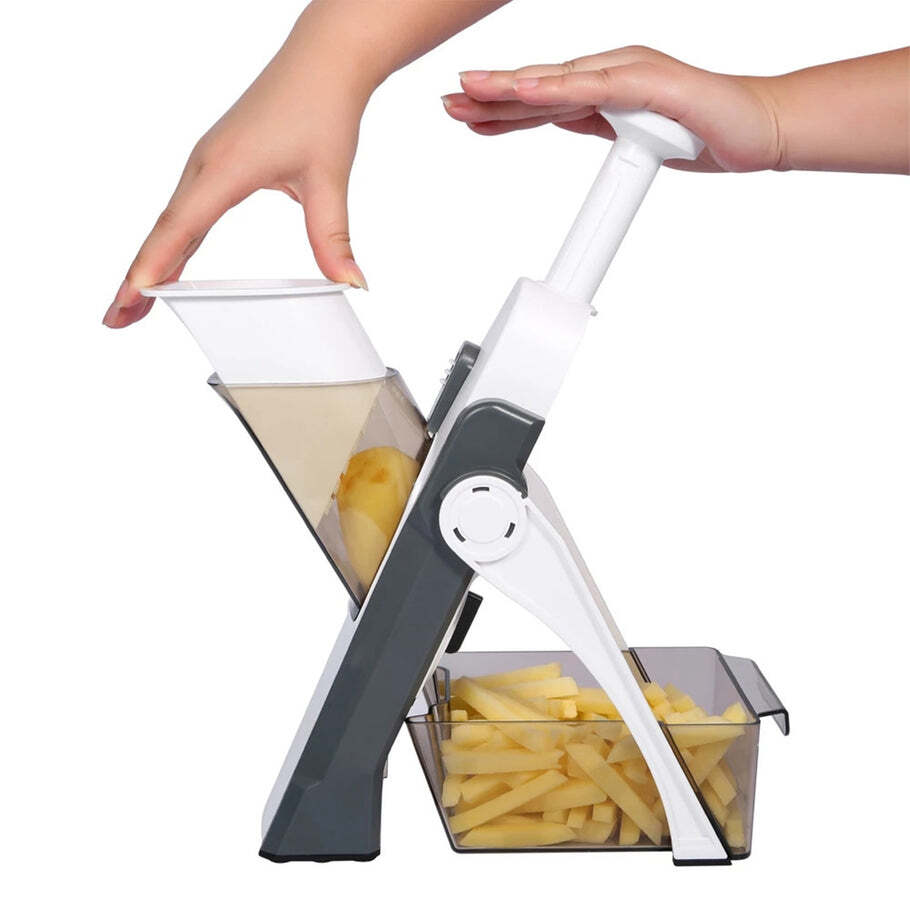 Multi Functional Time Saving Adjustable Hand Press Vegetables Chopper (2803a) - Stainless Steel, 14*13*33 Cm, Multi / Assorted | Versatile And Efficient Vegetable Chopping Solution