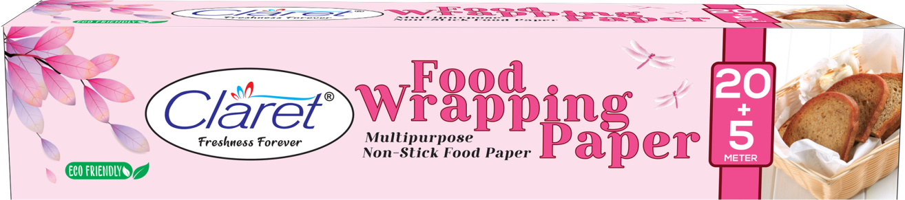 Claret Food Wrapping Paper - 31x6.5 Centimeter Roll, Multi-purpose Food Grade, Non-stick & Biodegradable