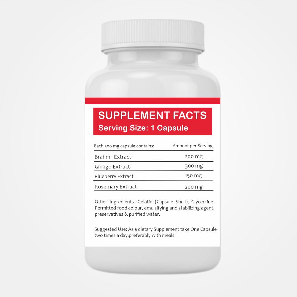 Herbalvalley Brain Power - Herbal Capsules | Nutritional Support For All Ages, Enhanced Focus And Alertness, Positive Mood And Energy Boost, Stress Combatting Tonic