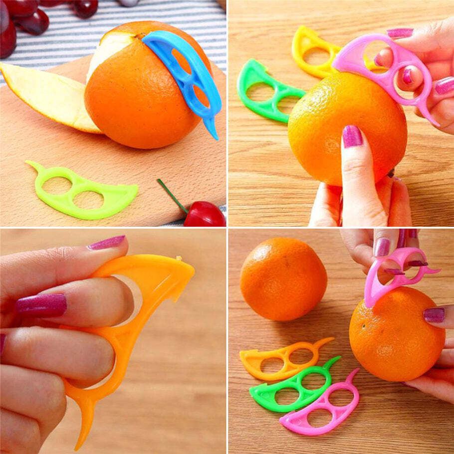 10 Pcs Orange Peeler With Transparent Pouch Bag Combo (0189) - Plastic Material