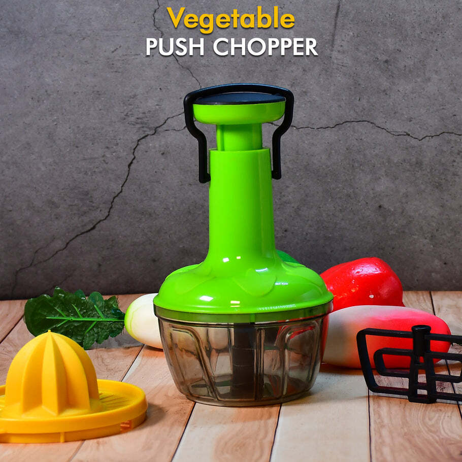 Multi / Assorted 3 In 1 Push Chopper 500ml Used For Chopping Of Fruits And Vegetables (2074)