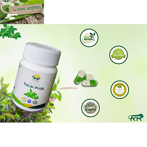 Tulsi Plus - 100% Organic Herbal Capsules | Enhanced With Mantra Bhawana For Immune Support, Bone Health, And Stress Relief