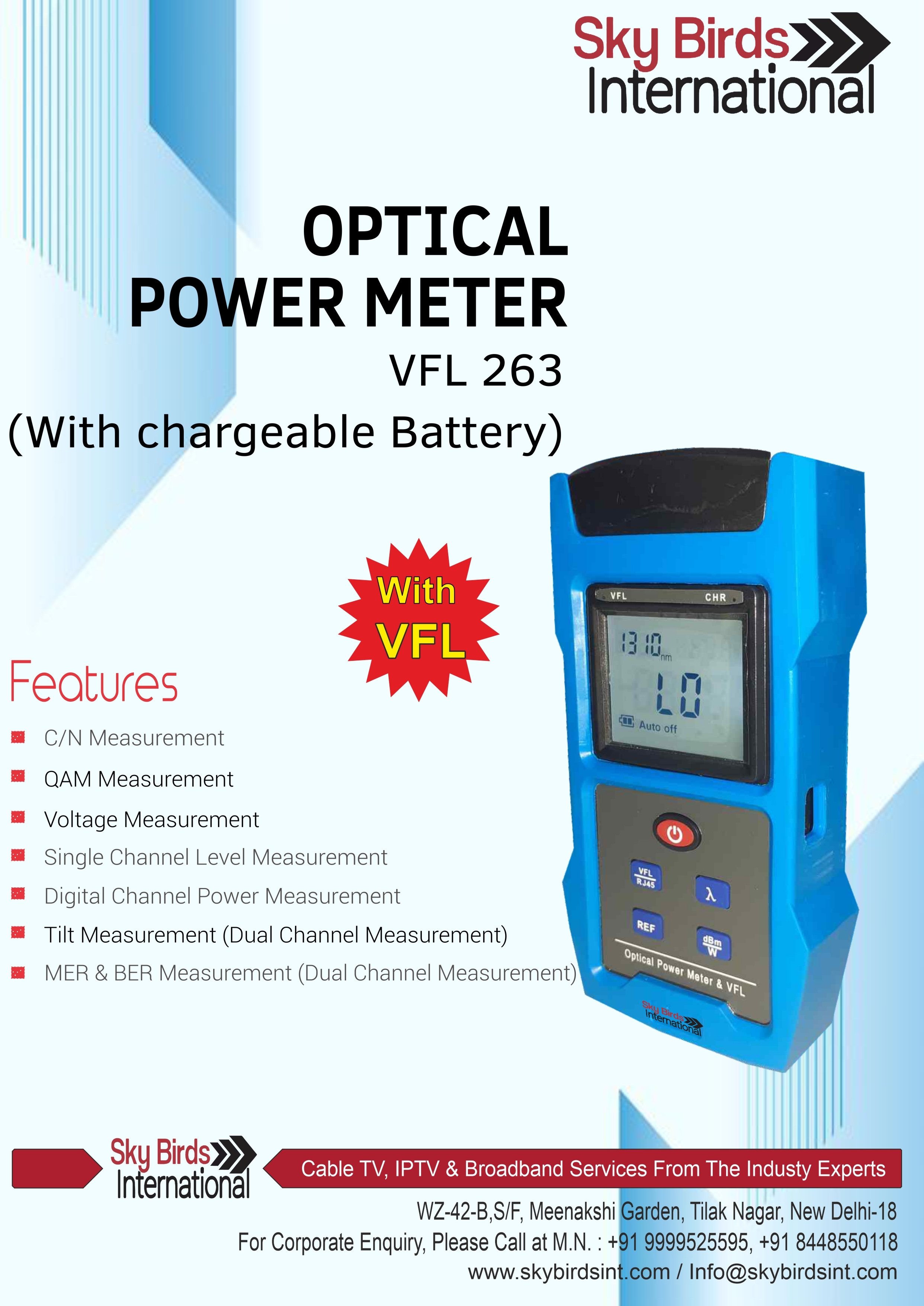 Sbi-263 Optical Power Meter And Visual Fault Locator Application: Commercial & Industrial
