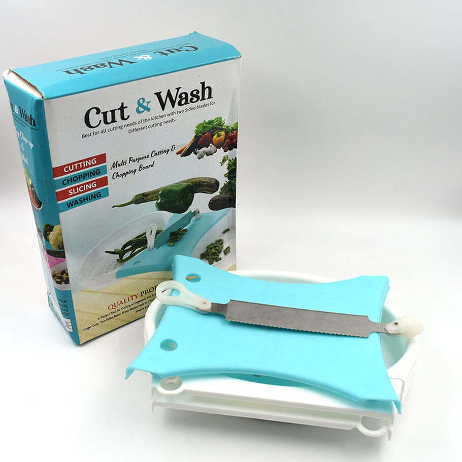 Adjustable Cut N Wash - Stainless Steel & Plastic, 26x22x8 Cm | Multi-functional Chopping Board For Cutting And Washing Fruits And Vegetables Simultaneously