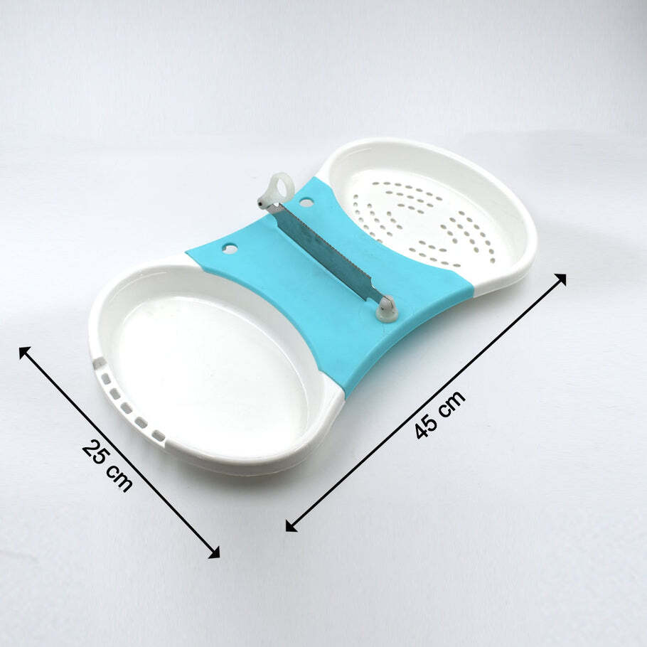 Adjustable Cut N Wash - Stainless Steel & Plastic, 26x22x8 Cm | Multi-functional Chopping Board For Cutting And Washing Fruits And Vegetables Simultaneously
