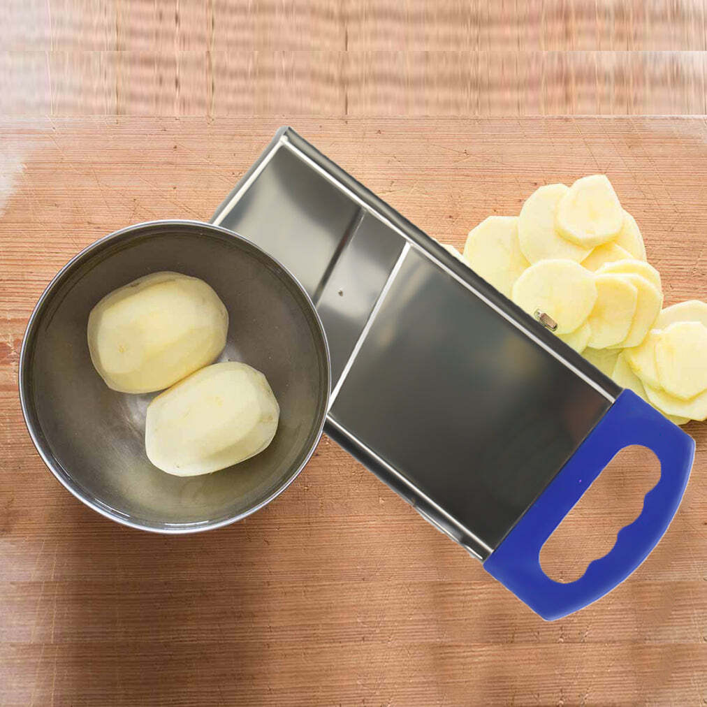 Plain Potato Slicer Used In All Kinds Of Household Kitchen Purposes For Cutting And Slicing Of Potatoes (2689) - Stainless Steel, 24x10x2 Cm, Silver | Multipurpose Slicer