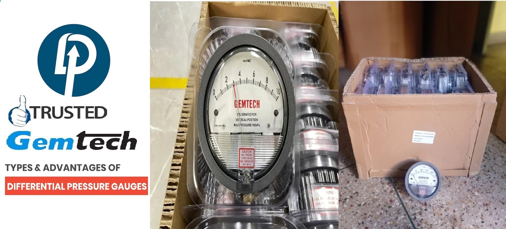 Gemtech Differential Pressure Gauge - Metal Alloy, 112 Mm Diameter, Black Dial | 2% Accuracy, Shock Resistant, Vibration Proof, Dual Npt Pressure Taps, Ideal For Medical And Industrial Applications