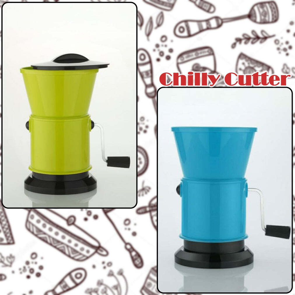 Round Chilly Cutter And Grinder Tool With Effective Sharp Chopping And Cutting Blade System (2674) - Stainless Steel, 13x13x15 Cm, Multi-color | Efficient Chopping, Sharp Blade System