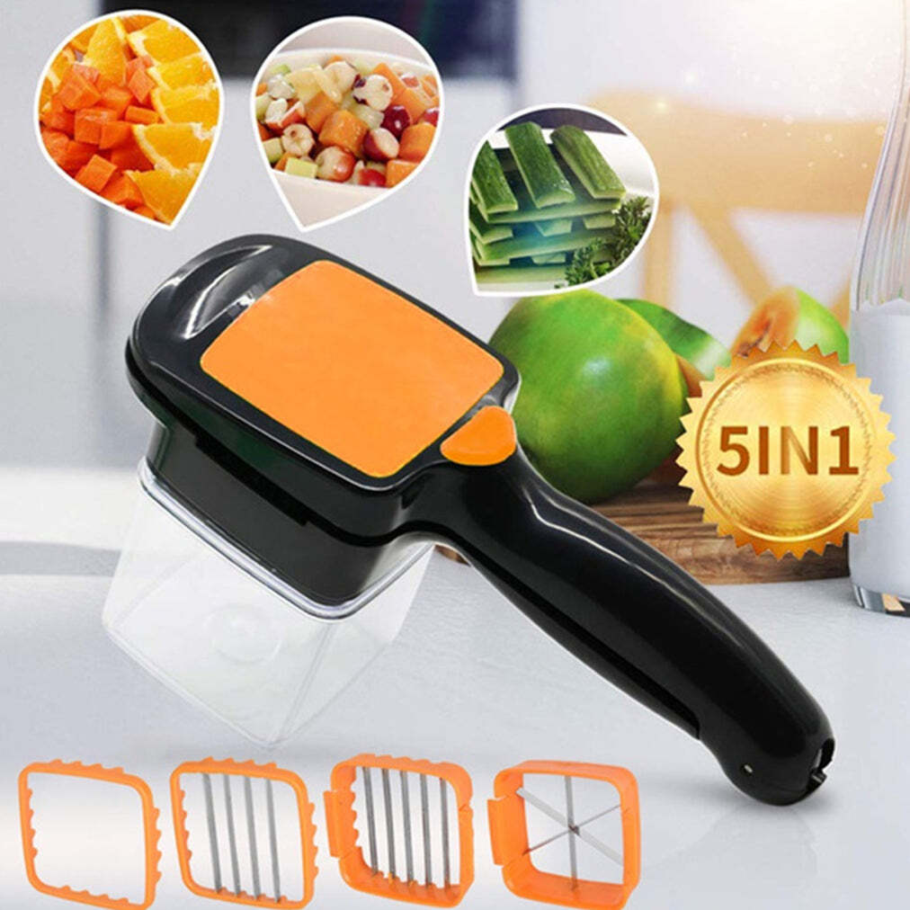 5 In 1 Nicer Dicer - Stainless Steel, 13x9x22 Cm, Multi/assorted | Ideal For Cutting & Shredding Various Food Items In Kitchen
