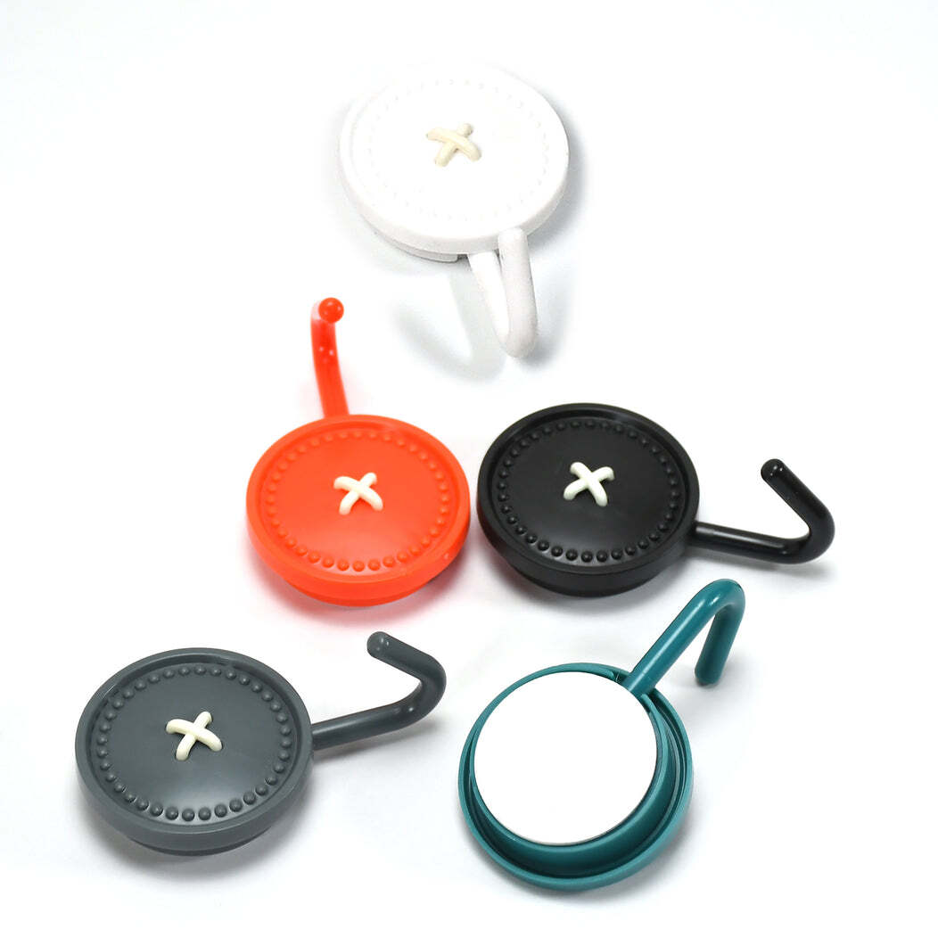 Decorative Adhesive Hook 10 Pc(4865) - Plastic Material, Mix Colour | Durable & Waterproof, Easy Peel And Stick Utility, No Drill Required