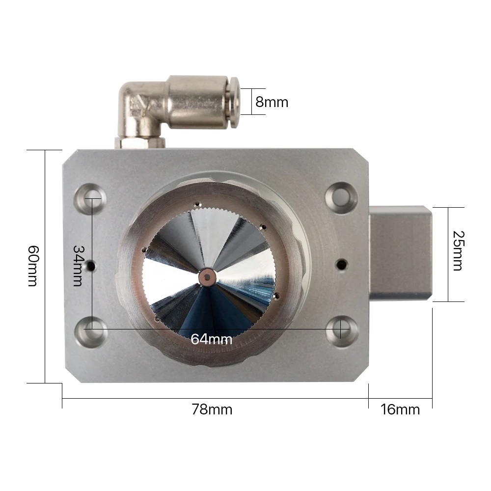 Nozzle Connector - Steel, 4 Inch Rectangular Shape, Black Finish | Silver Color, Warranty Included