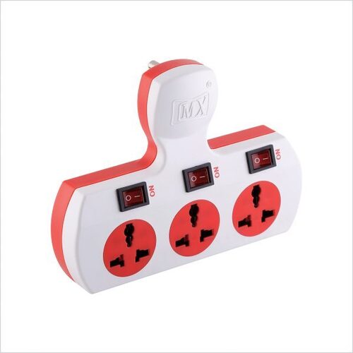 एमएक्स 3 पिन 3 वे यूनिवर्सल एडाप्टर 5 एम्प। व्यक्तिगत स्विच के साथ, फ्यूज के साथ