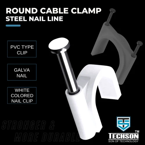 9 mm Nail Cable Clip - Plastic Packet of 160 pcs | Metal and Plastic Materials, White Color for Commercial Cable Applications