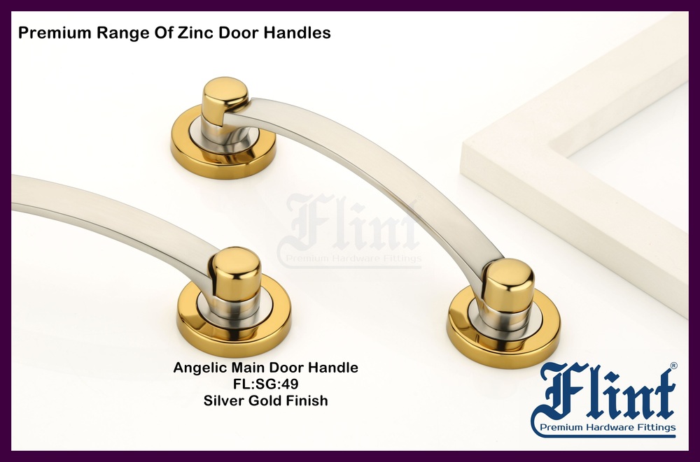 ANGELIC MAIN DOOR HANDLE - Zinc Alloy, Different Sizes , Silver Gold Finish, Polished Design for Main Door Applications