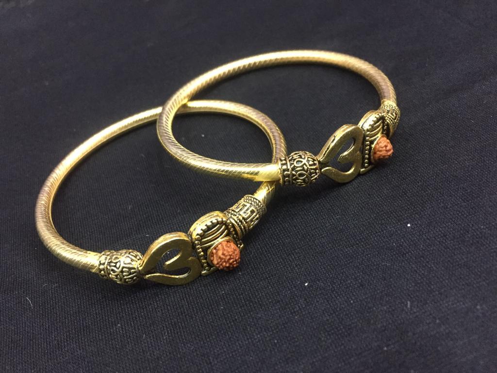 Shiv Kada - Metal Alloy, Free Size Cuff, Oxidized Gold Finish | Handcrafted, Designer Spiritual Jewellery For Men/women