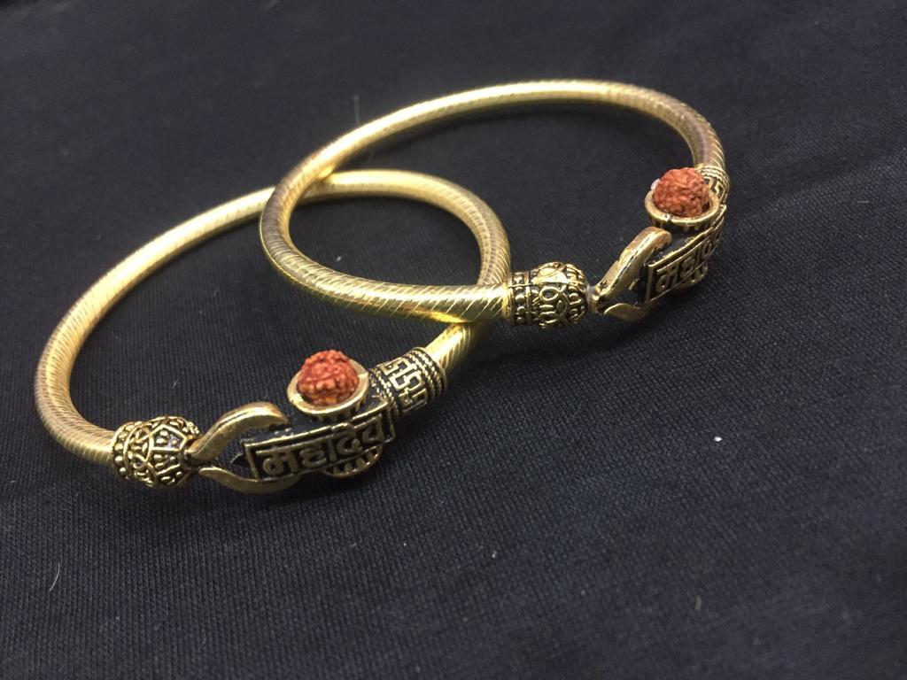 Shiv Kada - Metal Alloy, Free Size Cuff, Oxidized Gold Finish | Handcrafted, Designer Spiritual Jewellery For Men/women
