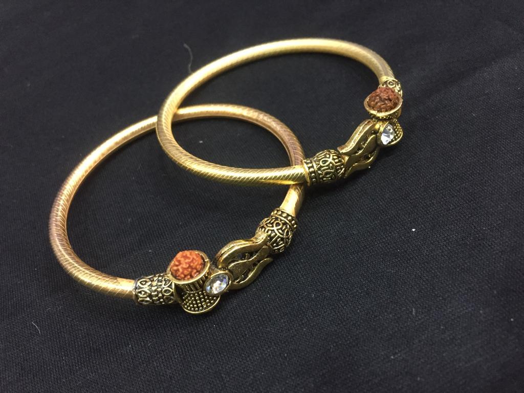 Shiv Kada - Metal Alloy, Free Size Cuff, Oxidized Gold Finish | Handcrafted, Designer Spiritual Jewellery For Men/women