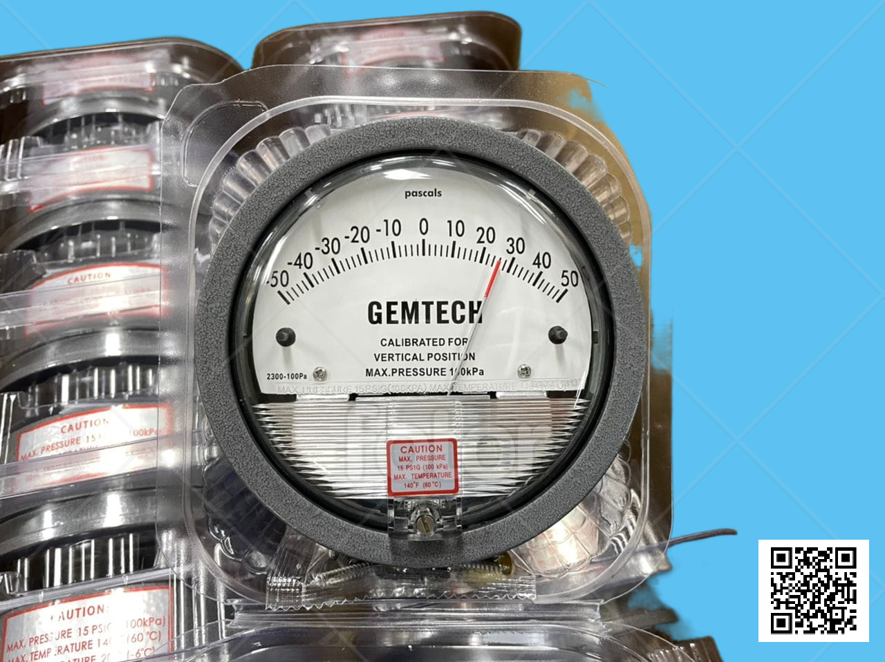 Gemtech Instruments Differential Pressure Gauge Range 0-60 Pascal - Accuracy: A 2% (-Ha Model A 1) Of Fs (A 3% (-Ha A 1.5%) On -0