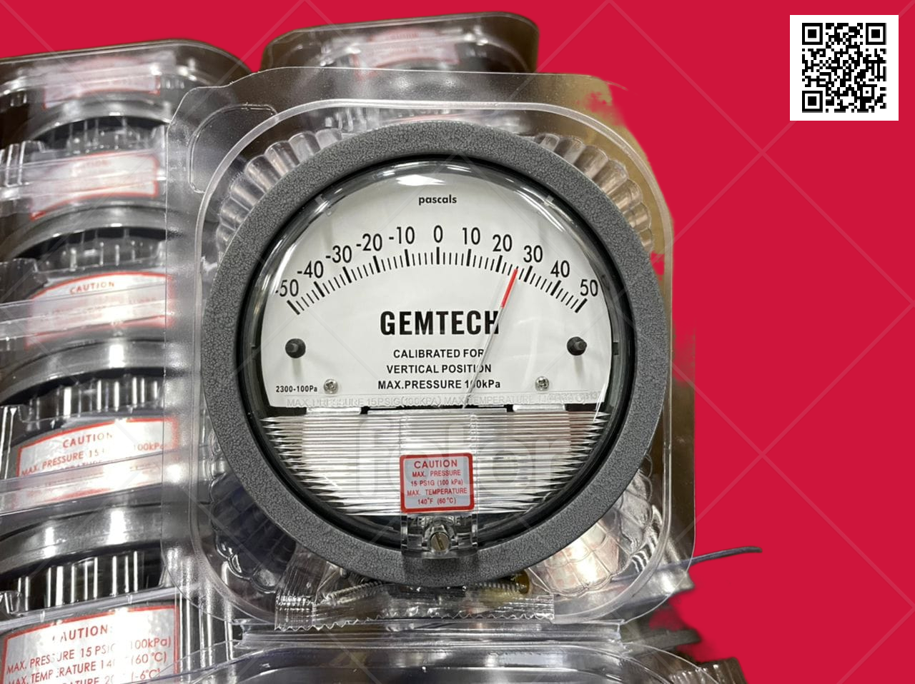 Gemtech Instruments Differential Pressure Gauge Range 0-60 Pascal - Accuracy: A 2% (-Ha Model A 1) Of Fs (A 3% (-Ha A 1.5%) On -0