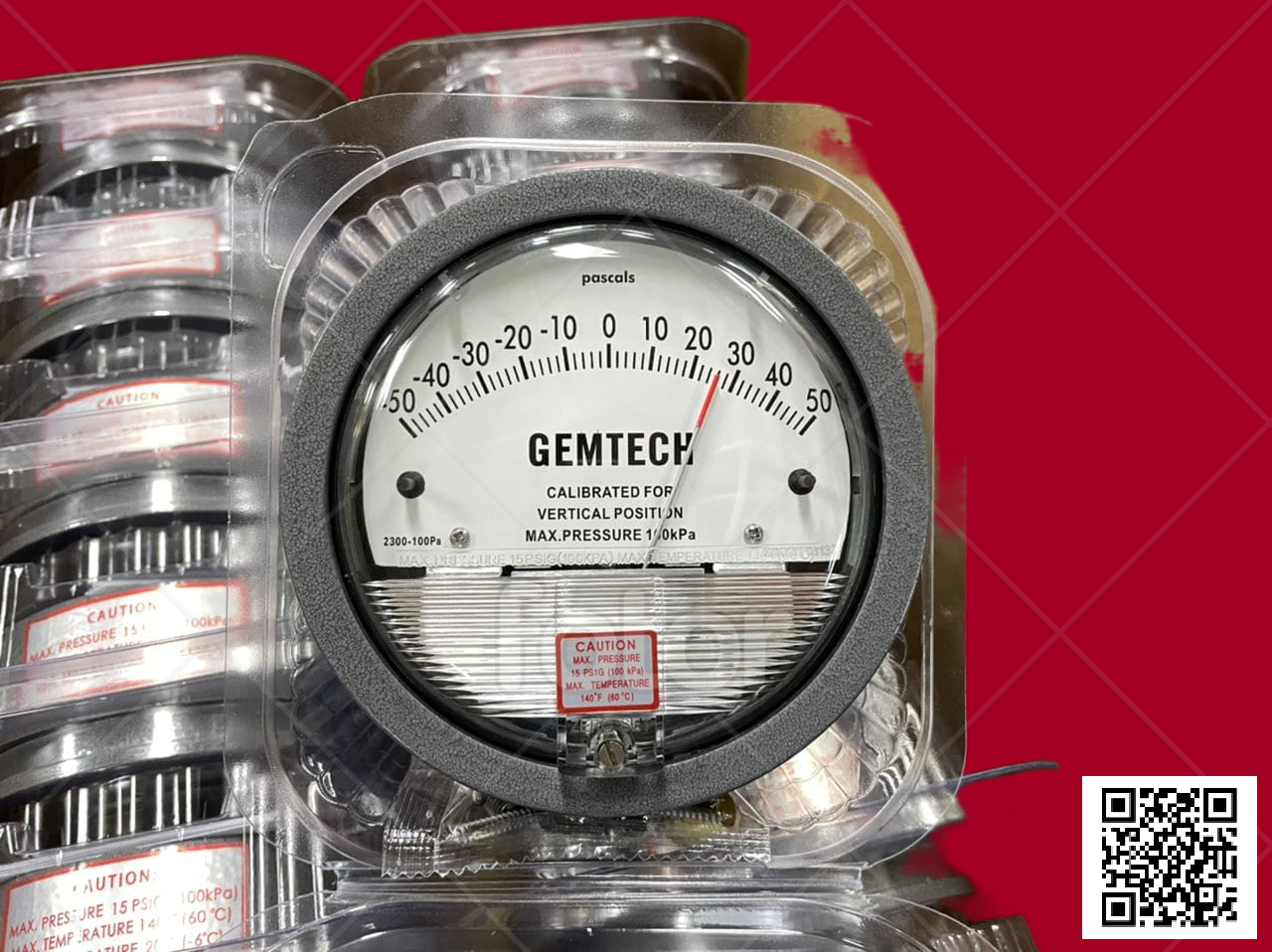 Gemtech Instruments Differential Pressure Gauge Range 0-60 Pascal - Accuracy: A 2% (-Ha Model A 1) Of Fs (A 3% (-Ha A 1.5%) On -0