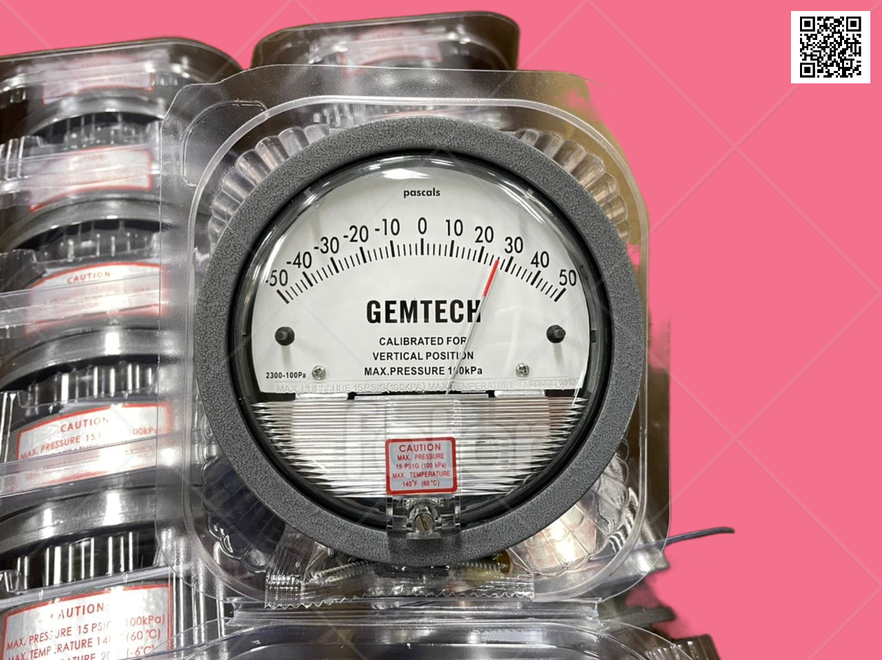 Gemtech Instruments Differential Pressure Gauge Range 0-60 Pascal - Accuracy: A 2% (-Ha Model A 1) Of Fs (A 3% (-Ha A 1.5%) On -0