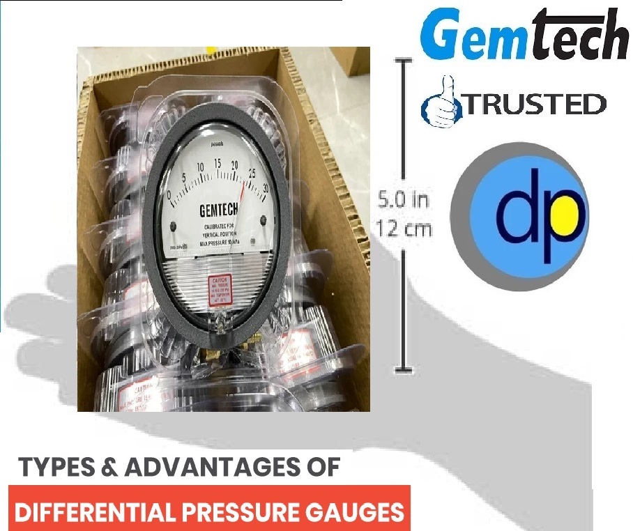 Black Gemtech Differential Pressure Gauges Range 0 To 50 Inch