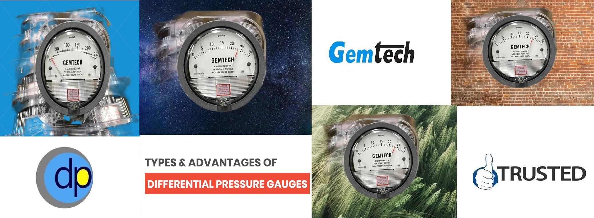 Gemtech Differential Pressure Gauge - Metal Alloy, 112 Mm Diameter, Matte Black Finish | Accuracy ±2%, Shock Resistant, Suitable For Fan & Blower Pressure Measurement