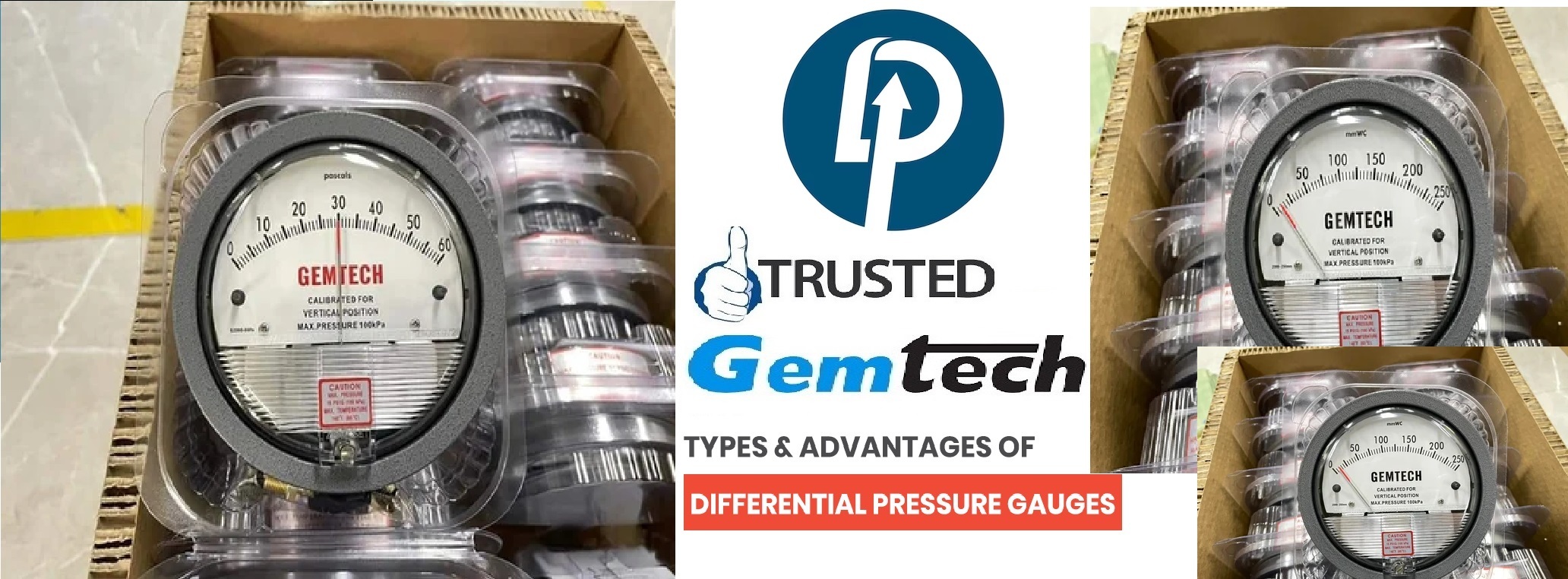 Black Gemtech Differential Pressure Gauges Range 0 -100 Pascal