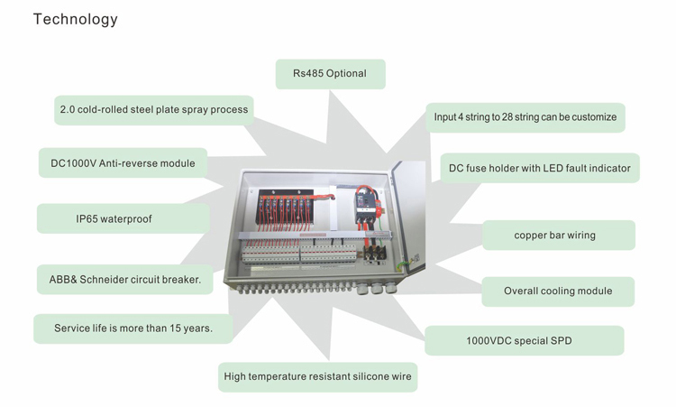 High Quality 5 In 1 Out Pv Solar Combiner Box For Solar Panel Max System Voltage: 1000 Volt (V)