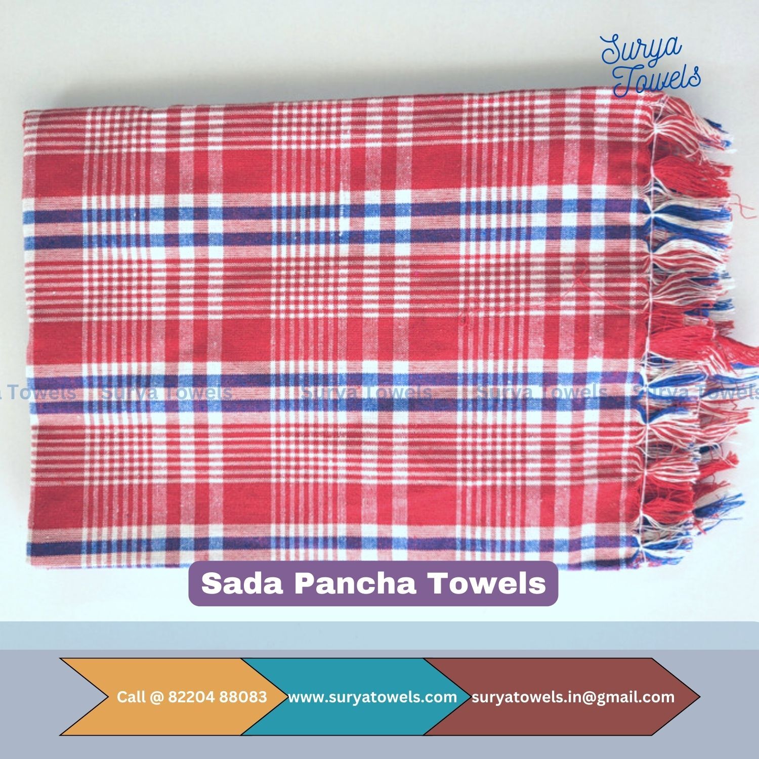 Sada Pancha Towels - 100% Cotton 35 X 70 Inches Multicolor Soft Touch Water Absorbent Quick Dry Dobby Pattern Woven Design