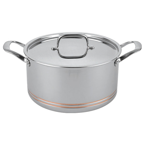 एसएस ढक्कन के साथ स्टील 26 X 15 सेमी 5 प्लाई कॉपर कैसरोल