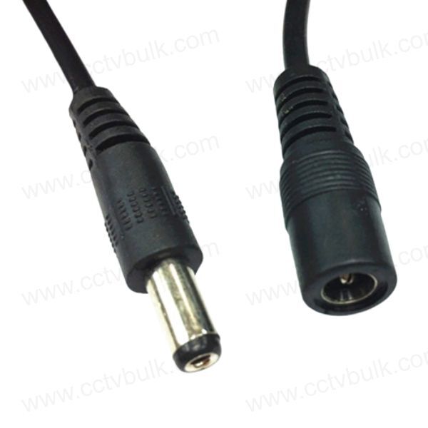 Dc Pin Extension Cable 5m - Copper Wire Structure, 5.5mm Outer Diameter, Black Color | Ideal For Led Strips, Cctv, Monitors, And More