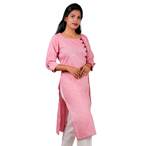 Ac2002 Straight Fit Kurtis In Fancy Pattern - Cotton, Sizes S-xxxl, Colors: Maroon, Navy Blue, Pink | Breathable, Quick Dry, Washable, Daily Wear