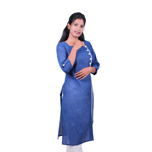 Ac2002 Straight Fit Kurtis In Fancy Pattern - Cotton, Sizes S-xxxl, Colors: Maroon, Navy Blue, Pink | Breathable, Quick Dry, Washable, Daily Wear