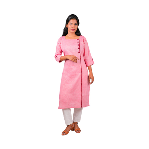 Ac2002 Straight Fit Kurtis In Fancy Pattern - Cotton, Sizes S-xxxl, Colors: Maroon, Navy Blue, Pink | Breathable, Quick Dry, Washable, Daily Wear