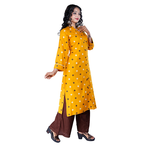 : Peach Ac2004-2005 Rayon Printed Kurtis