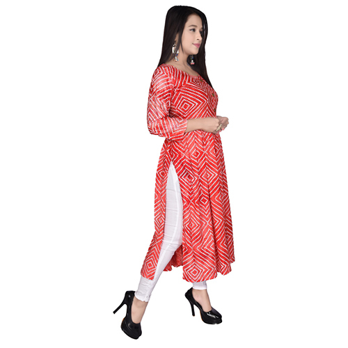 : Navy Blue Ac2012 Bandhej Print Nayara Cut Kurtis