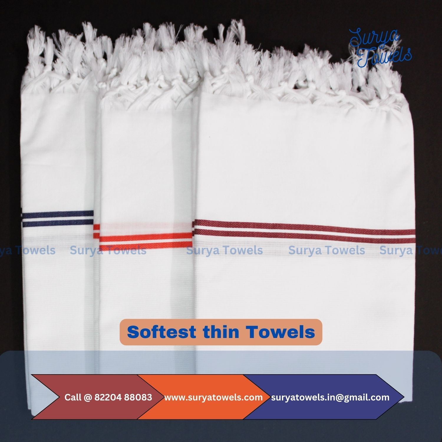 Soft Baby Towels 35x70 - Cotton, 35x70 Inches, White With Colored Borders | Ultra Soft, Quick Dry, Highly Absorbent, Customizable Size & Color