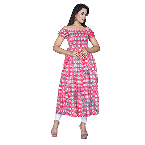 Ac2026 Cotton Printed Maxi Dress - Cotton, Sizes L/xl/xxl/xxxl, Peach & Grey Colors | Breathable, Quick Dry, 3-4th Sleeve, Casual & Formal Style