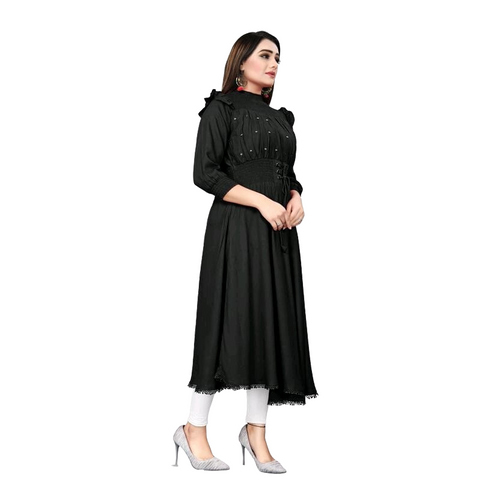 Ac2029 Solid Rayon Pattern Dresses - Rayon Sizes S-xxxl Colors Maroon Black Navy Blue Green | Breathable Cool Dry No Fade Quick Dry 3-4th Sleeve Modern Style