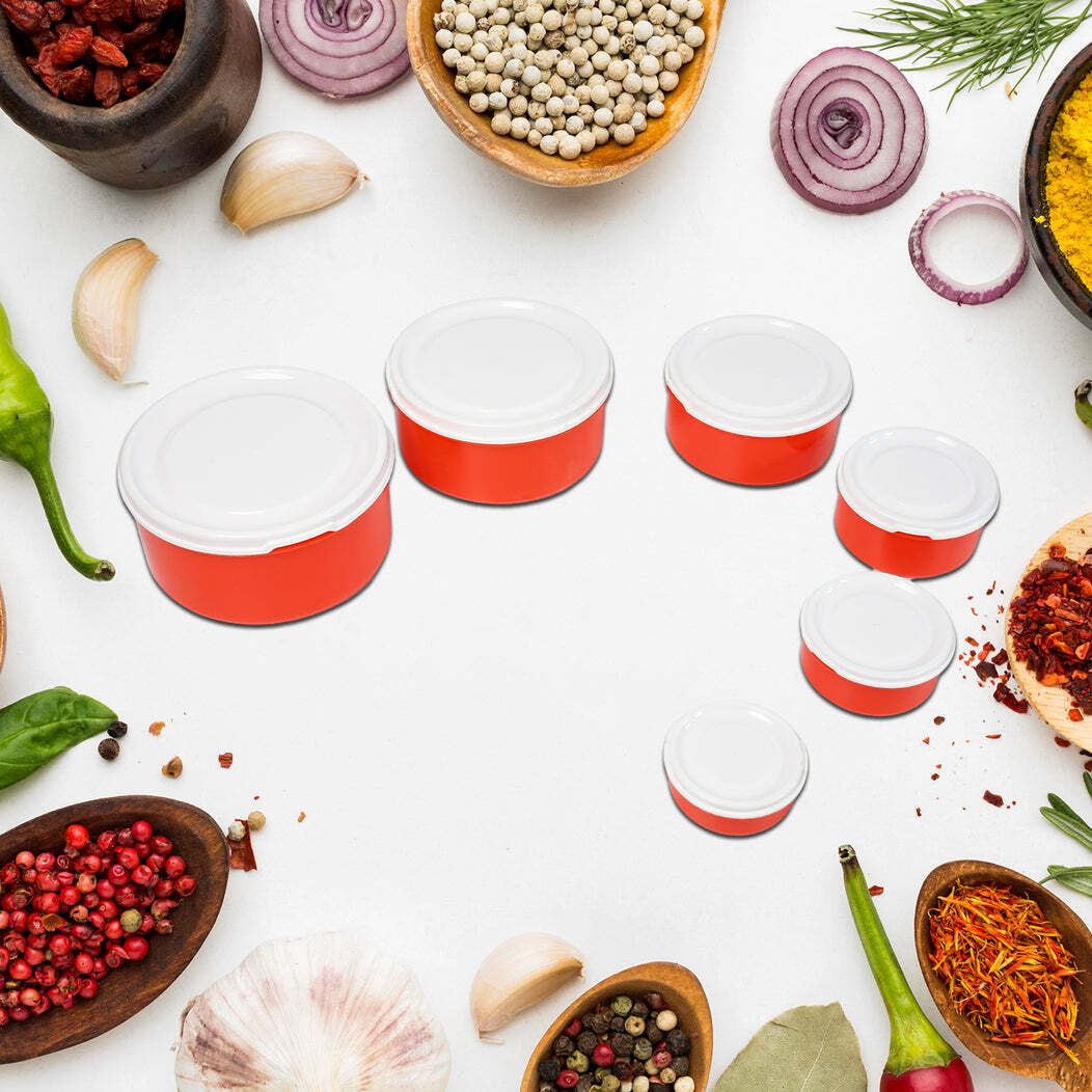 Plastic Airtight Food Storage Round Container (5310) - Plastic, 25x20x11 Cm, Mix Colour | Air Tight Seal, Ergonomic Design, Microwave Safe, 6pcs Set