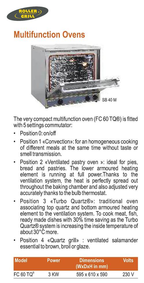 मल्टीफ़ंक्शन ओवन रोलर ग्रिल FC 60 TQ