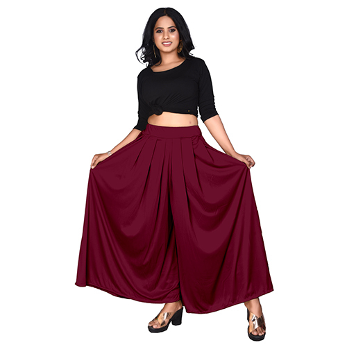 Cotton Pleated Palazzo - Large Size, Navy Blue | Breathable, Quick Dry, Non-fade, Washable
