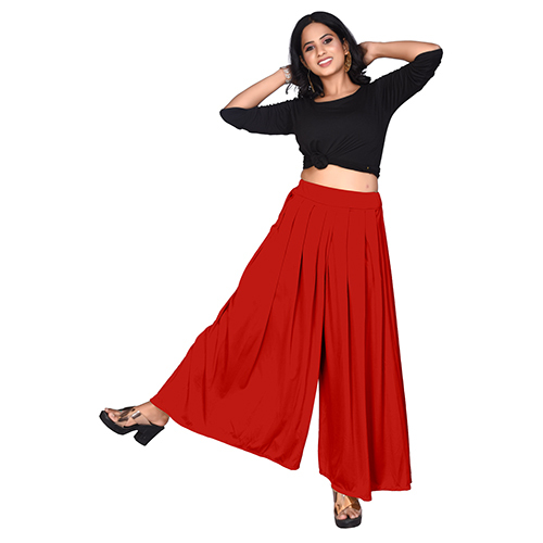 Cotton Pleated Palazzo - Large Size, Navy Blue | Breathable, Quick Dry, Non-fade, Washable