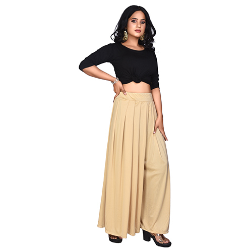 Cotton Pleated Palazzo - Large Size, Navy Blue | Breathable, Quick Dry, Non-fade, Washable