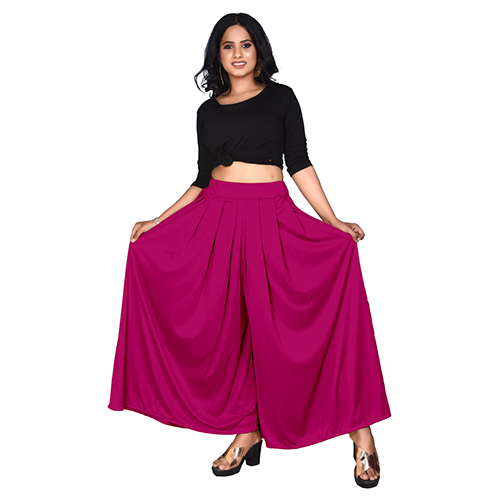 Cotton Pleated Palazzo - Large Size, Navy Blue | Breathable, Quick Dry, Non-fade, Washable