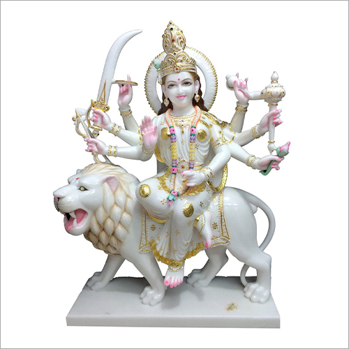 Durable Natural Makrana Marble Maa Durga Murti