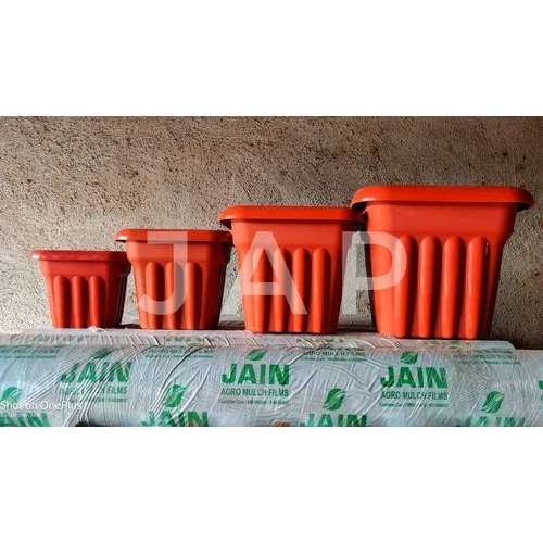 Garden Plastic Pots - Plastic Material, Red Color, Polished Finish | Versatile for Gardening, Lightweight, Durable, Reusable, Hydroponics Suitable