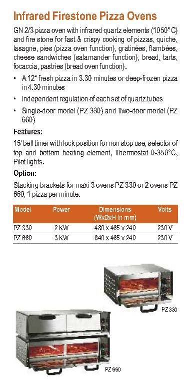 इन्फ्रारेड फायरस्टोन पिज्जा ओवन- रोलर ग्रिल - Pz 330
